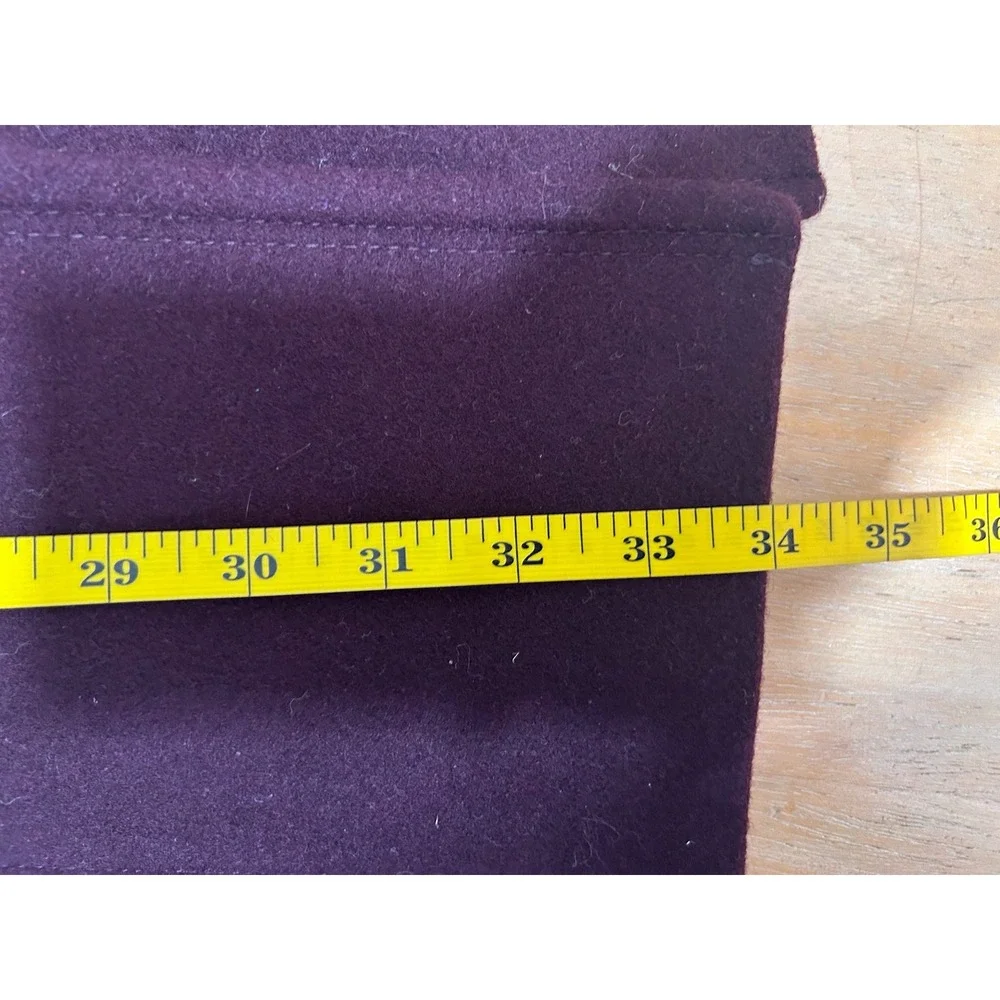 Michael Kors Plum Purple Wool Blend Belted Trench Pea Coat Sz 12 Gold‎ Buttons